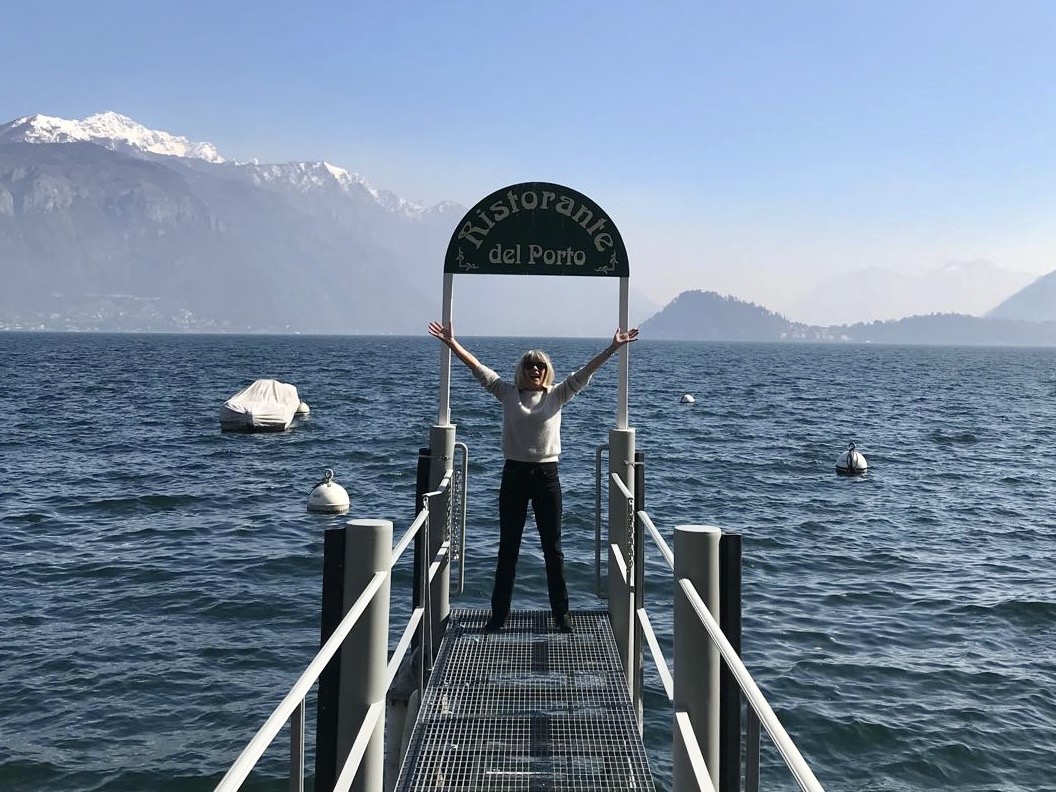 Helena on the jetty, Lake Como