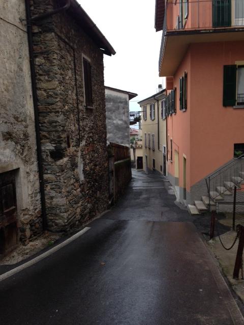 Steep descent toward garage